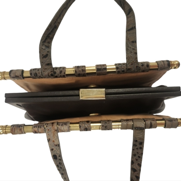 Merrell McGuiness Croc Embossed Leather Reversible Handbag Clutch Rare - Picture 5 of 16